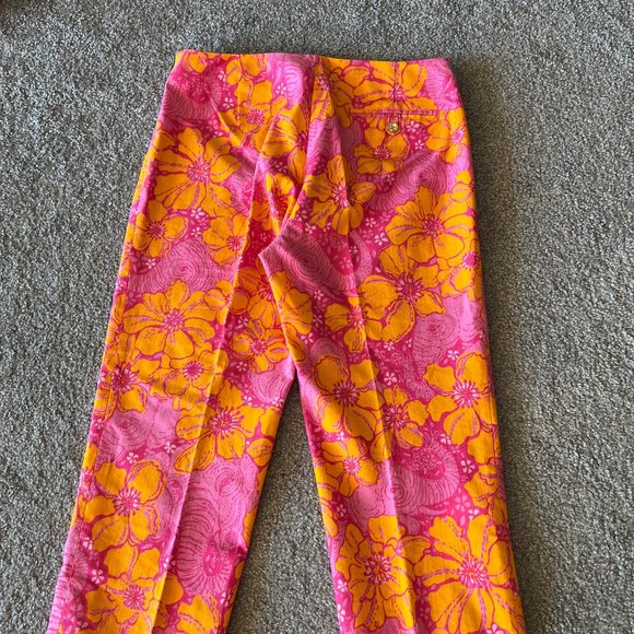 Vintage Lilly Pulitzer capri pants womens 6 pink orange elephant tropical y2k - Picture 5 of 16